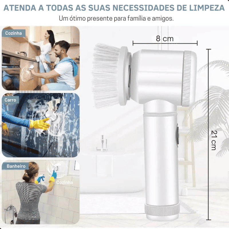 Escova de Limpeza Elétrica Multifuncional Turbo Clean