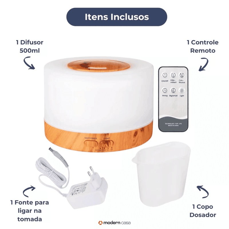 Aromatizador Umidificador Ultrassônico LED 7 Cores