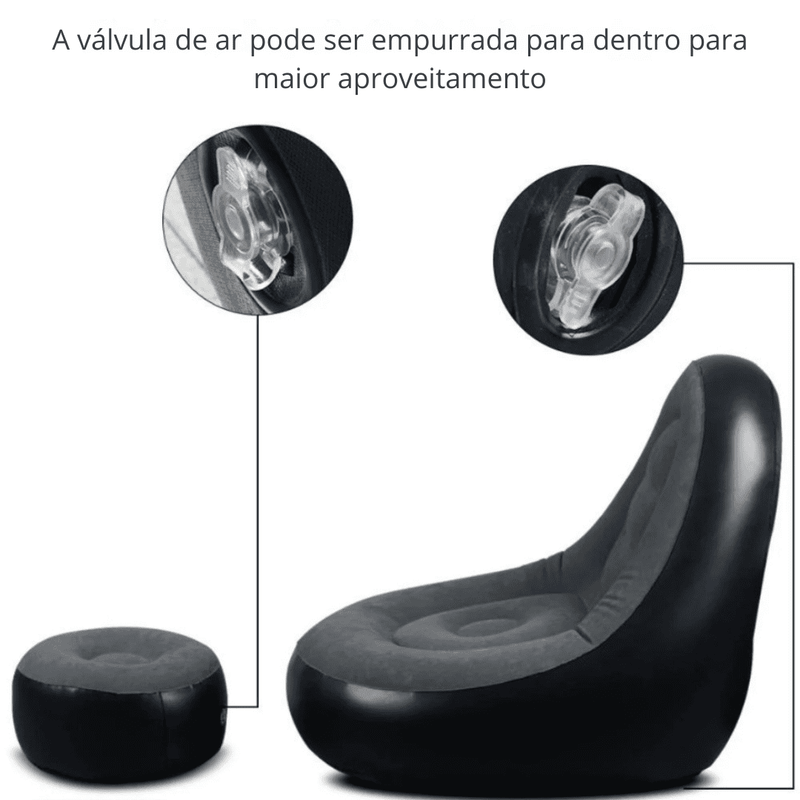 Poltrona e Puff Inflável Descanso Preguiçoso