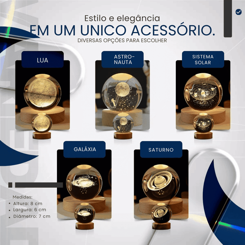 Luminária de Mesa Decorativa Sistema Solar 3D