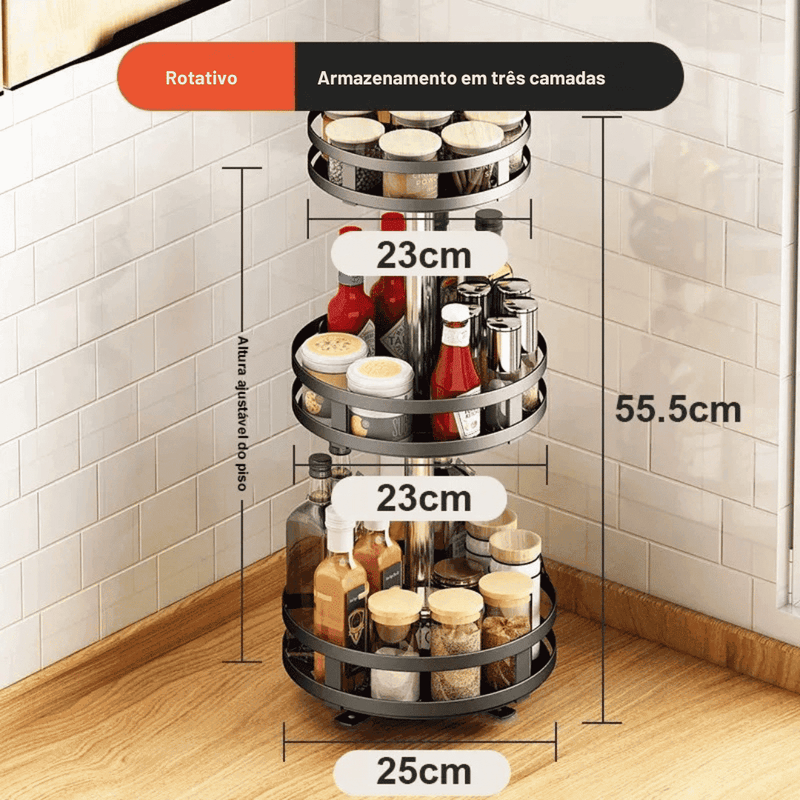 Organizador De Condimentos e Porta Temperos Rotativo