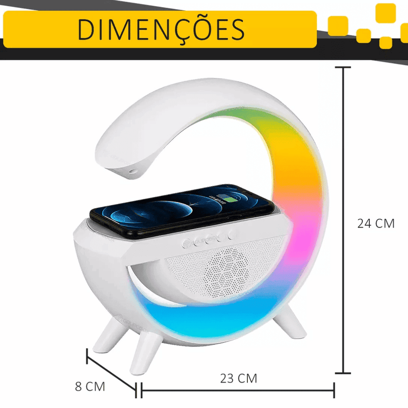 Luminária Multifuncional Carregador por Indução e Alto Falante