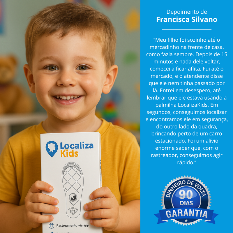 Palmilha LocalizaKids® – Segurança Real com GPS Rastreador Incluso